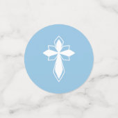 Blauw Wit Kruis Sneeuwvlokken Foto Winter Doop Confetti (Kleine voorkant)