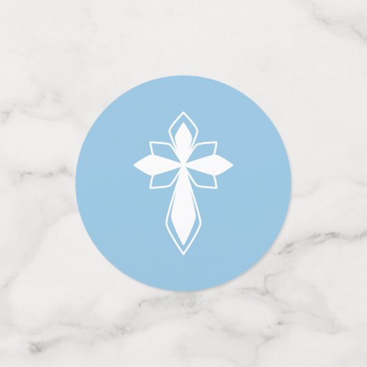 Blauw Wit Kruis Sneeuwvlokken Foto Winter Doop Confetti (Kleine voorkant)