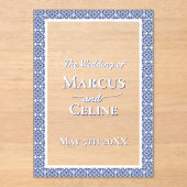 Blauw & Wit Kust Mediterraan Huwelijksuitnodiginge Acryl Uitnodigingen (Voorkant)