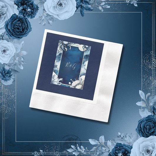 blauw & wit kust vibe bruiloft servetten