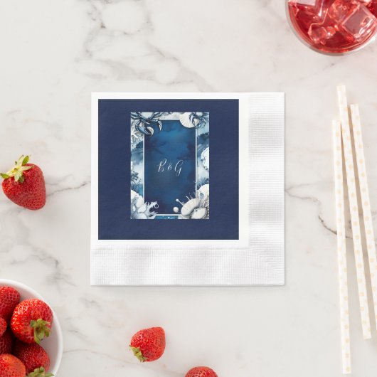 blauw & wit kust vibe bruiloft servetten (Insitu)