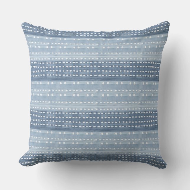 Blauw & Wit Kustboho Sierkussen (Voorkant)