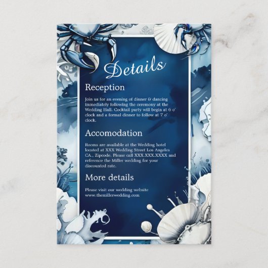 Blauw & Wit Kustvibe Bruiloft Behuizing Kaart (Voorkant)