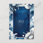 Blauw & Wit Kustvibe Bruiloft Behuizing Kaart (Achterkant)