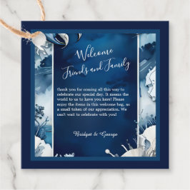 Blauw & Wit Kustvibe Bruiloft gunst labels