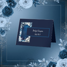 blauw & wit kustvibe Bruiloft zitkaart Bedankkaart