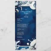 Blauw & Wit Kustvibe huwelijksprogramma & menu (Achterkant)