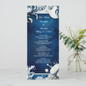 Blauw & Wit Kustvibe huwelijksprogramma & menu (Staand voorkant)