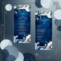 Blauw & Wit Kustvibe huwelijksprogramma & menu
