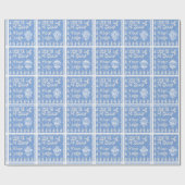 Blauw Wit Laat het Sneeuw Retail Logo Tekst Kerstm Cadeaupapier (Vlak)