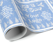 Blauw Wit Laat het Sneeuw Retail Logo Tekst Kerstm Cadeaupapier (Rol Hoek)