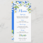Blauw Wit Land Daisy Bloemen Bruiloft Menu (Voorkant / Achterkant)