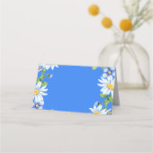 Blauw Wit Land Daisy Bloemen Bruiloft Plaatskaartje (Achterkant)
