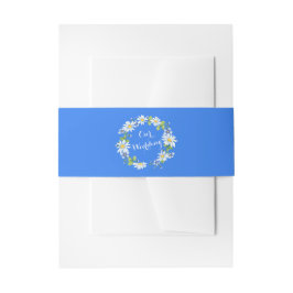 Blauw Wit Land Daisy Bloemen Bruiloft Uitnodigingen Wikkel
