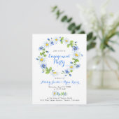 Blauw Wit Land Daisy Bloemen Verlovingsfeest Kaart (Staand voorkant)