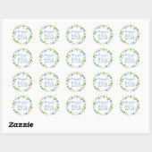 Blauw Wit Land Daisy Floral 80e Verjaardag Ronde Sticker (Vel)