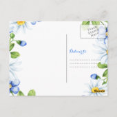 Blauw Wit Land Daisy Foto Bruiloft Dank u Briefkaart (Achterkant)