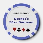 Blauw Wit Las Vegas Casino Poker Chip Verjaardag (Achterkant)