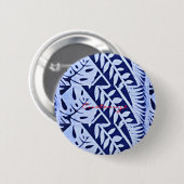 Blauw wit lederen Patroon Thunder_Cove Ronde Button 5,7 Cm (Voorkant /achterkant)