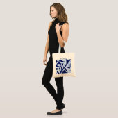 Blauw wit lederen Patroon Thunder_Cove Tote Bag (Voorkant (model))