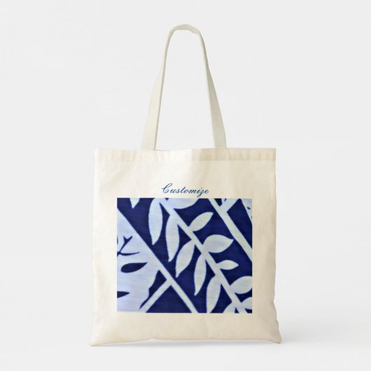 Blauw wit lederen Patroon Thunder_Cove Tote Bag (Achterkant)