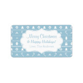 Blauw Wit Lelijk Kerst Sweater Iconen Patroon Etiket (Voorkant)