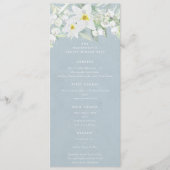 Blauw Wit Lente Bloemen Flat 4 gangen Pasen Menu (Voorkant)