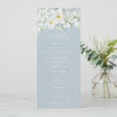 Blauw Wit Lente Bloemen Flat 4 gangen Pasen Menu (Staand voorkant)