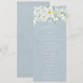 Blauw Wit Lente Bloemen Flat 4 gangen Pasen Menu (Voorkant / Achterkant)