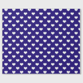 Blauw Wit Liefde Hart Patroon Ontwerp Cadeaupapier (Vlak)