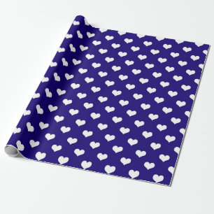 Blauw Wit Liefde Hart Patroon Ontwerp Cadeaupapier