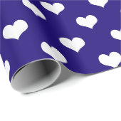 Blauw Wit Liefde Hart Patroon Ontwerp Cadeaupapier (Rol Hoek)