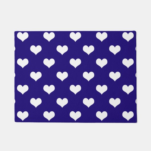 Blauw Wit Liefde Hart Patroon Ontwerp Deurmat (Voorkant)