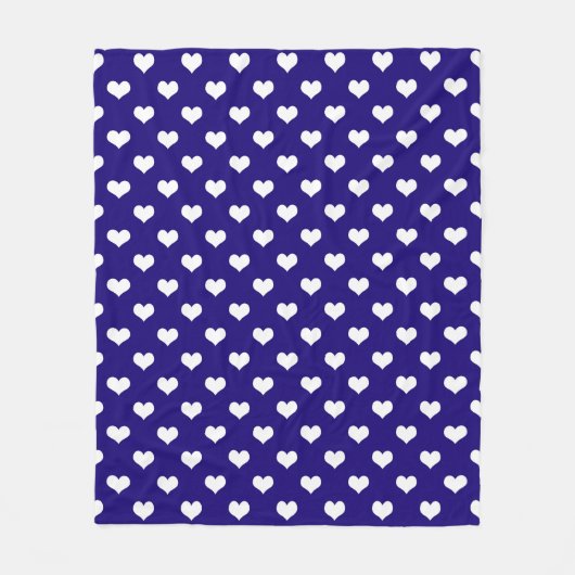 Blauw Wit Liefde Hart Patroon Ontwerp Fleece Deken (Voorkant)