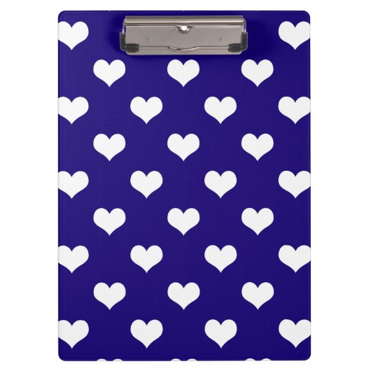 Blauw Wit Liefde Hart Patroon Ontwerp Klembord (Voorkant)