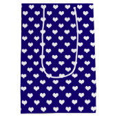 Blauw Wit Liefde Hart Patroon Ontwerp Medium Cadeauzakje (Achterkant)