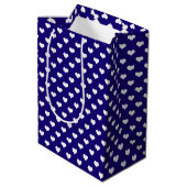 Blauw Wit Liefde Hart Patroon Ontwerp Medium Cadeauzakje (Achterkant Gekanteld)