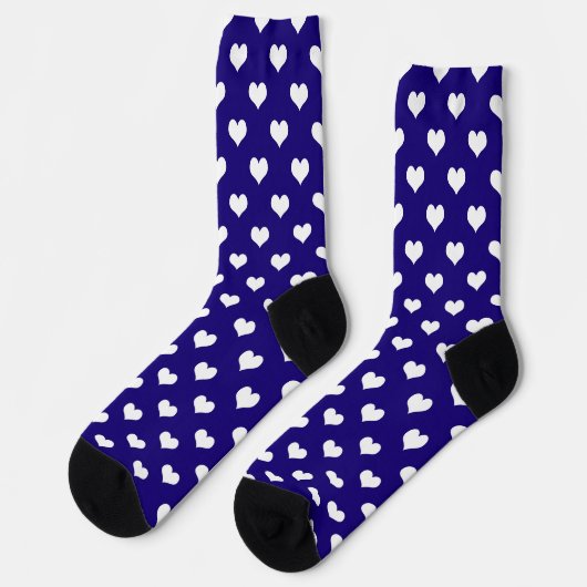 Blauw Wit Liefde Hart Patroon Ontwerp Sokken (Links)