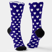 Blauw Wit Liefde Hart Patroon Ontwerp Sokken (Gebogen)