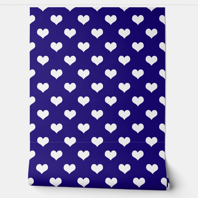 Blauw Wit Liefde Hart Patroon Ontwerp Wallpaper Behang (Afrollen)