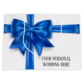 Blauw wit lint boog glam elegante chique girly groot cadeauzakje (Voorkant)