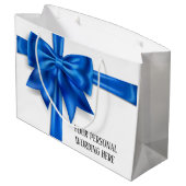 Blauw wit lint boog glam elegante chique girly groot cadeauzakje (Achterkant Gekanteld)