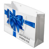 Blauw wit lint boog glam elegante chique girly groot cadeauzakje (Voorkant Gekanteld)