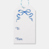 Blauw wit lint Kerst Hannukah cadeau labels Cadeaulabel (Voorkant)