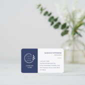 Blauw Wit Logo QR Code Minimalistisch Modern Visitekaartje (Staand voorkant)