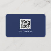 Blauw Wit Logo QR Code Minimalistisch Modern Visitekaartje (Achterkant)