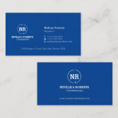 Blauw wit logo visitekaartje met twee letters (Voorkant / Achterkant)