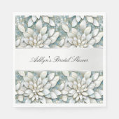 Blauw Wit Lotus Flowers Vrijgezellenfeest Servet (Voorkant)