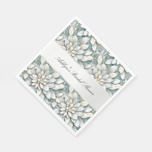 Blauw Wit Lotus Flowers Vrijgezellenfeest Servet (Hoek)