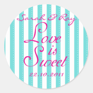 Blauw-wit 'love is sweet' sticker